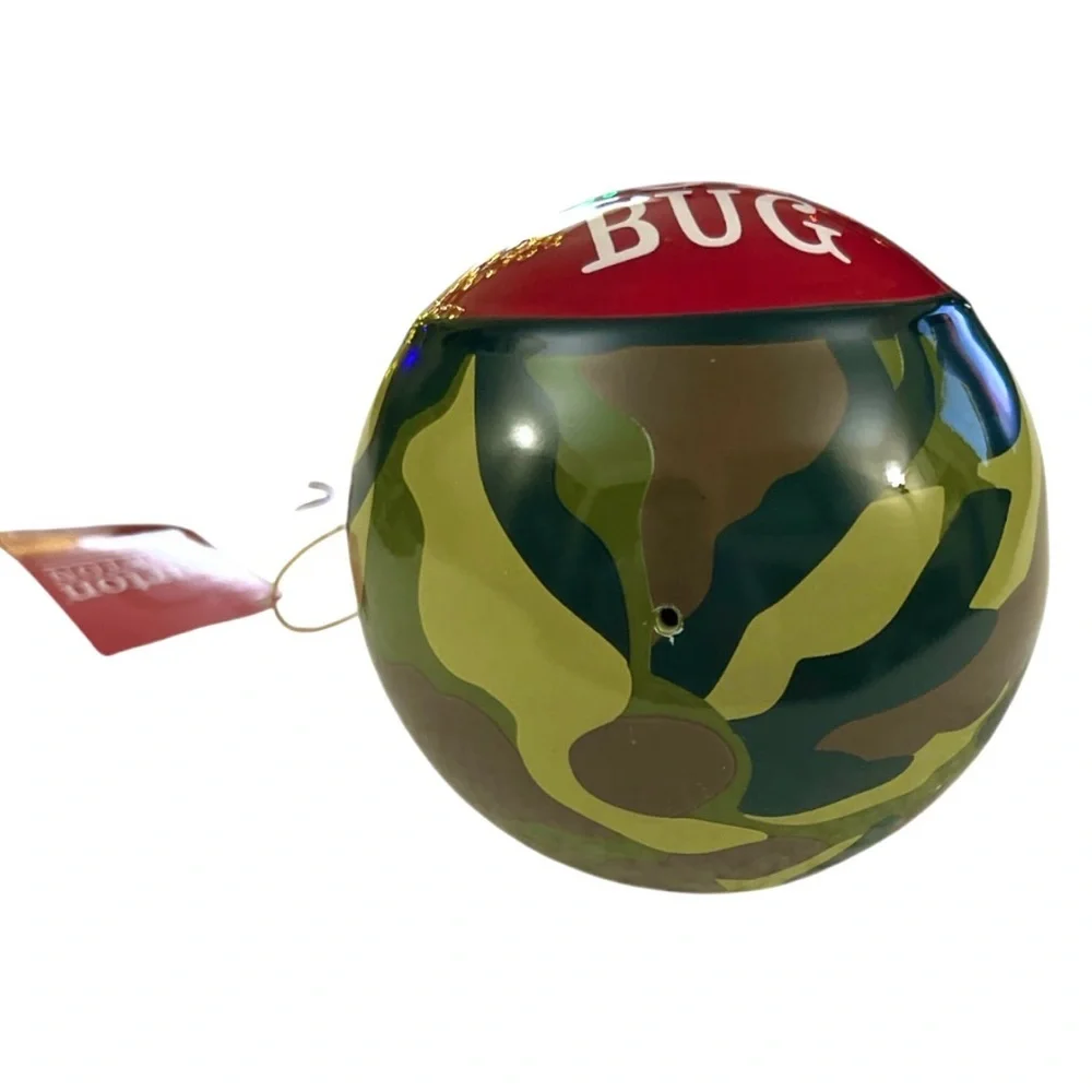 Burton+Burton Large Round “Bah Hum Bug” Camouflage Christmas Holiday Ornament - Picture 2 of 4